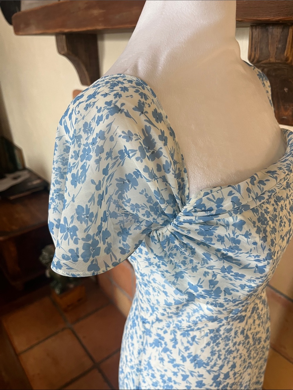 Birdy Grey Chiffon Mira Dress, Blue Dreamy Ditzy, size M - Picture 6 of 12